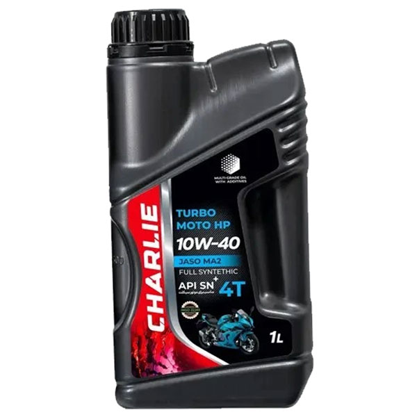 روغن موتور سیکلت چارلی مدل Charlie Turbo MOTO HP API SN+ JASO MA2 حجم 1 لیتر (10w-40)