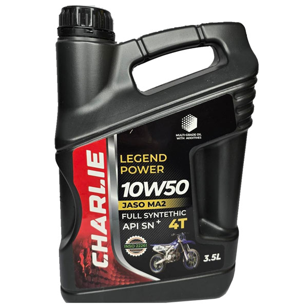 روغن موتور سیکلت چارلی مدل Charlie Advanced Super Oil API SN+ JASO MA2 حجم 3.5 لیتر (10w-50)