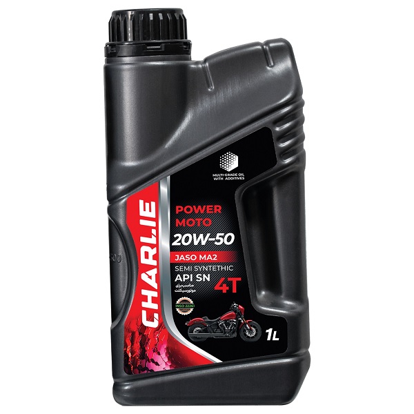 روغن موتور سیکلت چارلی مدل Charlie Power MOTO API SN JASO MA2 حجم 1 لیتر (20w-50)
